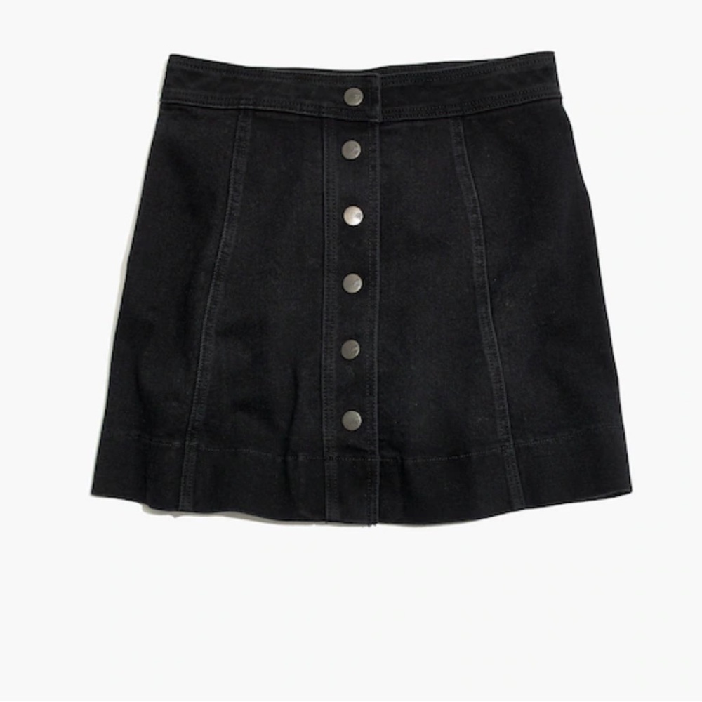 Madewell Black Button-Front A-Line Mini Skirt